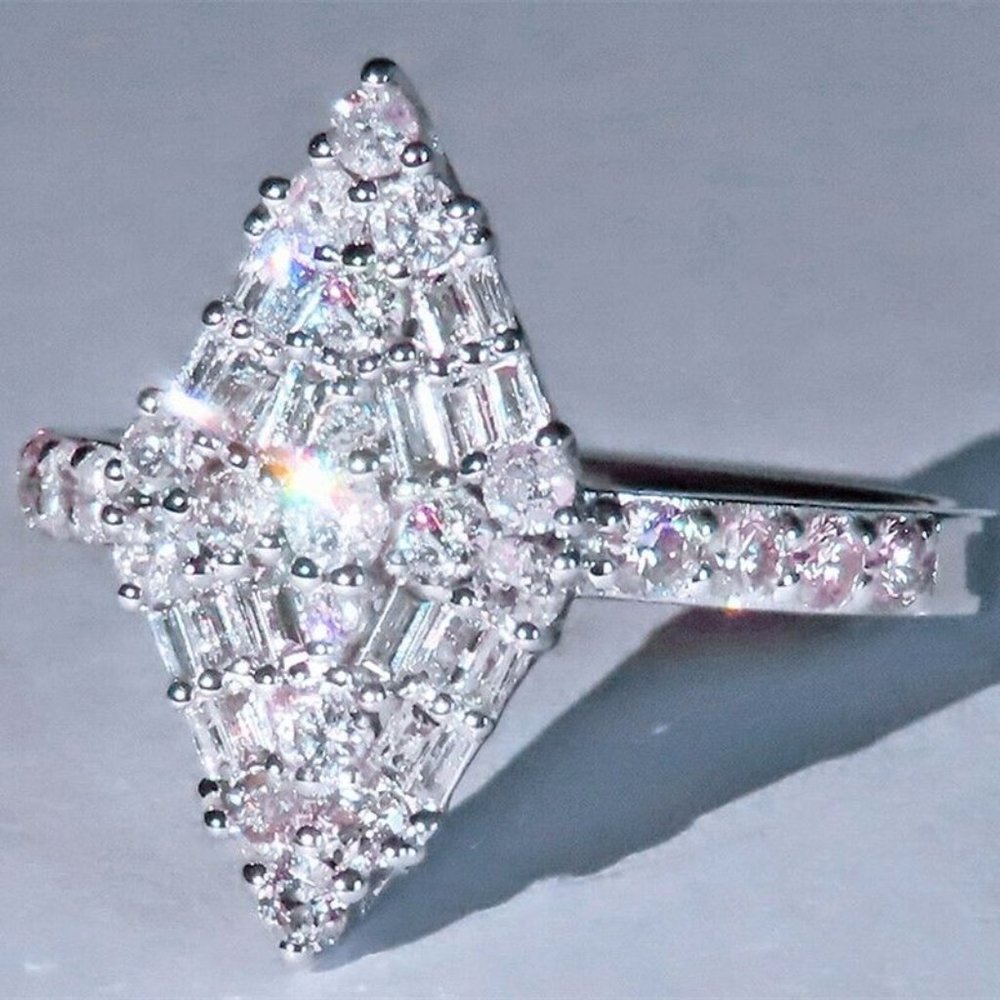 Women 925 Silver White Sapphire Wedding Ring - Picture 8 of 11